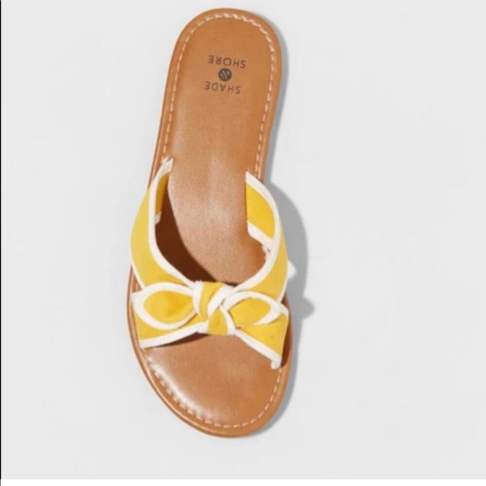 Yellow Sandals size 8 Shade & Shore Lorelei Crossband Bow Summer NWT preppy